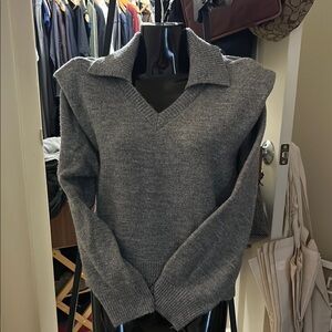Gray V-Neck Women's Sweater